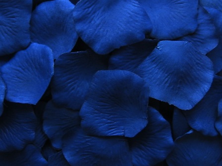 Blue silk rose petals, bag of 100 