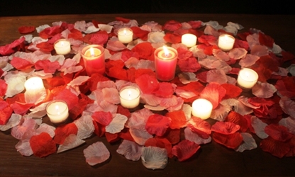 Romantic package w/ 2500 artificial rose petals - RED 