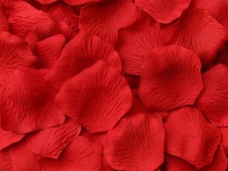 Fireball silk rose petals, bag of 100 