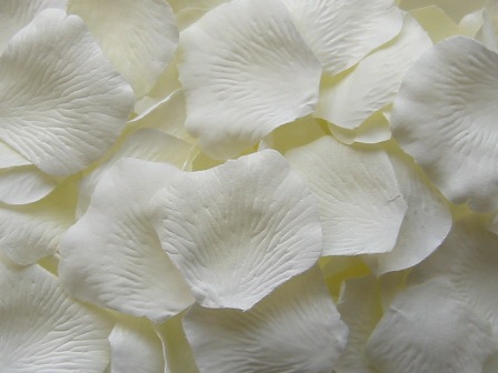 Ivory silk rose petals, bag of 100 