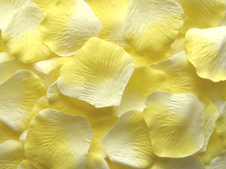 Ivory w/ Yellow silk rose petals, bag of 100 
