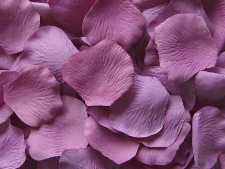 Lilac silk rose petals, bag of 100 