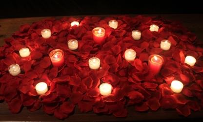 Romance package, 4000 Silk Petals + candles, BURGUNDY 