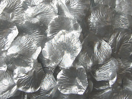 Silver silk rose petals, bag of 100 
