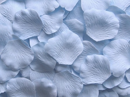 Sky Blue silk rose petals, bag of 100 