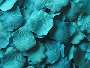 Teal silk rose petals, bag of 100 