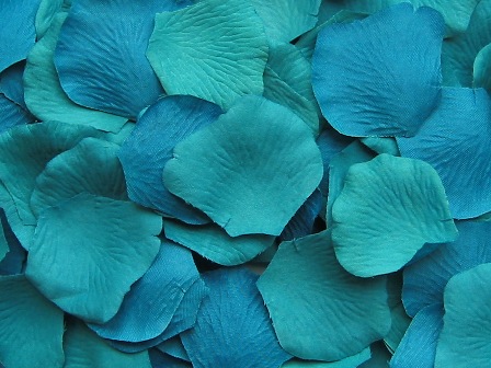 Turquoise silk rose petals, bag of 100 